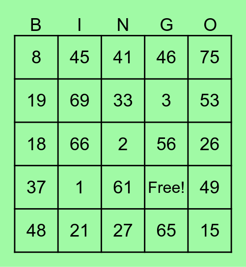 BINGO CARD NI CUTE Bingo Card