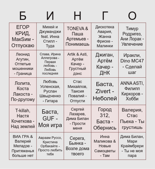 БИНГО ОТ ДОМ.РФ (3 ТУР) Bingo Card