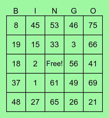 BINGO CARD NI CUTE Bingo Card