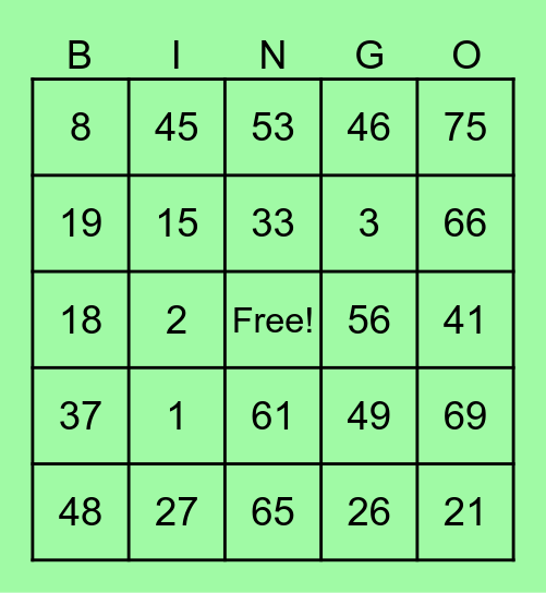 BINGO CARD NI CUTE Bingo Card