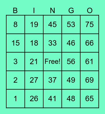 BINGO GO GO GO! Bingo Card