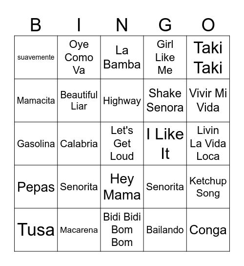 Spanglish Vibes Bingo Card
