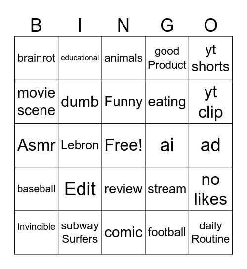 Untitled Bingo Card