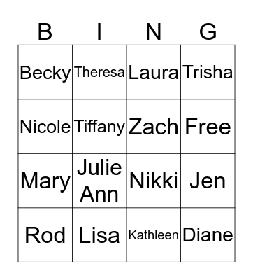 MCHC Sales Team Bingo Card