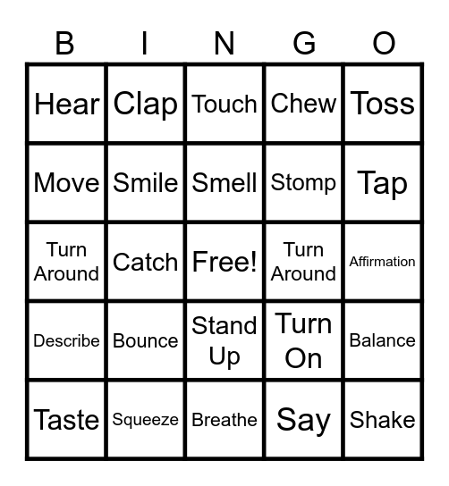 Behavioral Activation Bingo Card