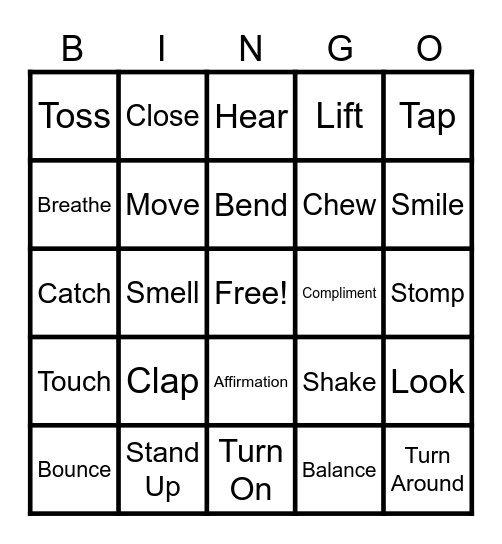 Behavioral Activation Bingo Card