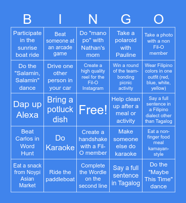 Fil-O Bingo! Bingo Card