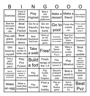Summer Bingo Card
