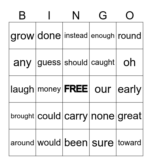 Words.   to.   Know. Bingo Card