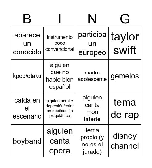 TABLERO 2 Bingo Card