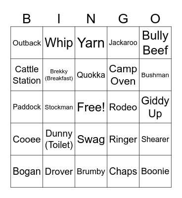 Australian Cowboys Bingo Card