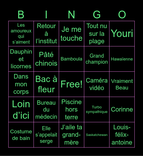 Bingo Trois-Accords Bingo Card