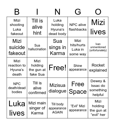 ALNST KARMA PREDICTIONS Bingo Card