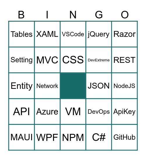 TwinEngines Bingo Card