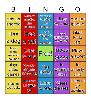 Ice-Ice Breaker! Bingo Card