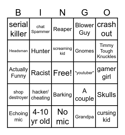 R.E.P.O Game Bingo Card