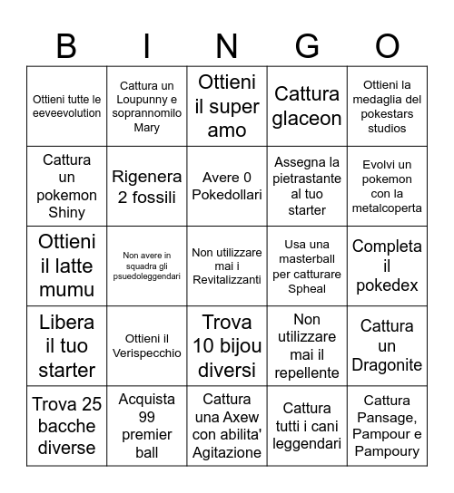 Pokemon Bianco & Nero 2 (Ogni Domenica alle 21:30/22:00) Bingo Card