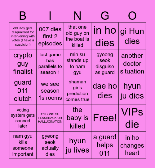 SQUID GAME 3 BINGO Card