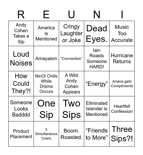 Reunion Island Bingo Card