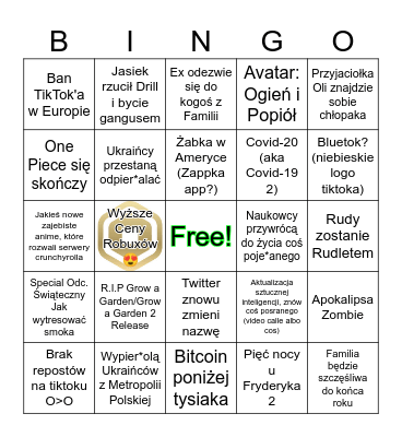 Bingo na Jesień/Zimę 2025 Bingo Card