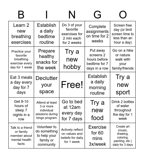 SZ Bingo Card
