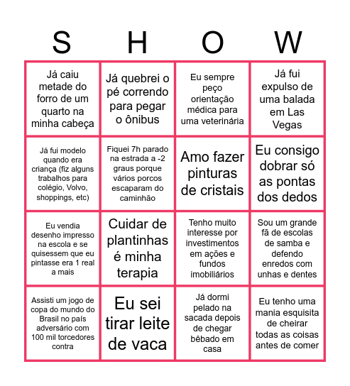Bingo dos Netshowmers Bingo Card