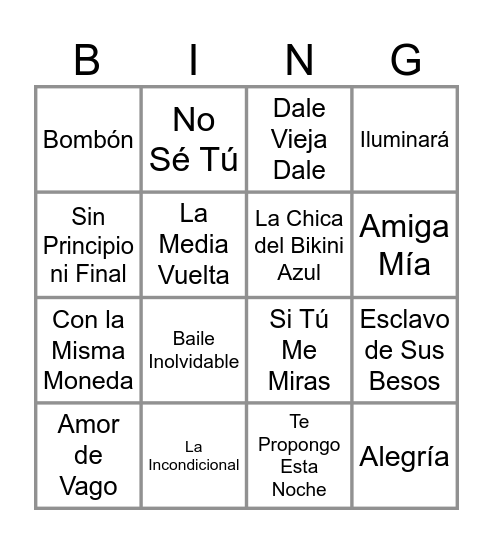 MIS 50 VALERIA - 26/06/2025 Bingo Card