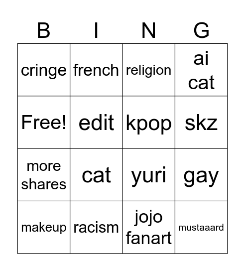 insta Bingo Card