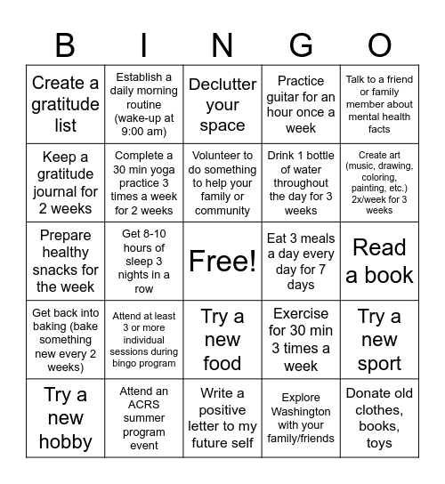 AL Bingo Card