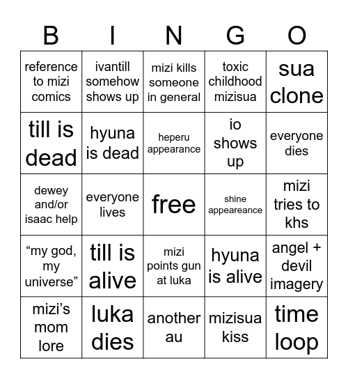 karma bingo Card