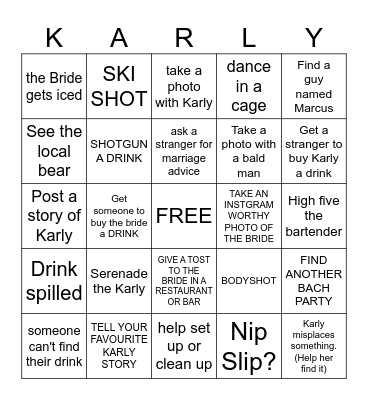 BACHELORETTE BINGO Card
