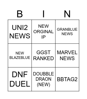 ARCSYS BINGO Card