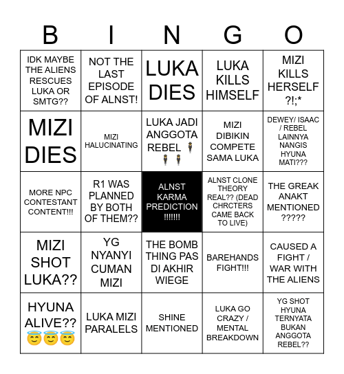 ALNST KARMA PREDICTIONS Bingo Card