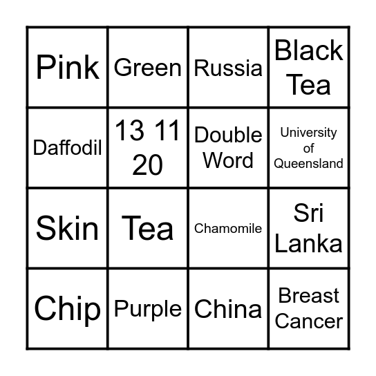 Biggest Morning Tea Trivia Bingo Card