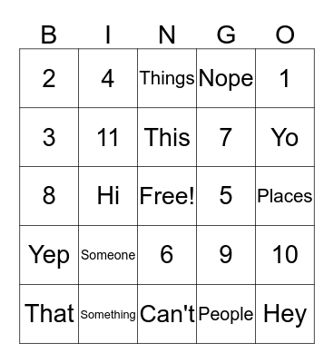 Bingo Meet & Greet Bingo Card