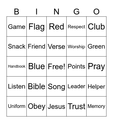 Awana Bingo Card