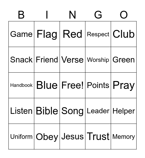 Awana Bingo Card