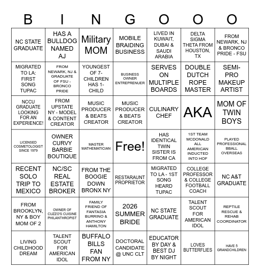 NETWORK 2 NETWORK Bingo Card
