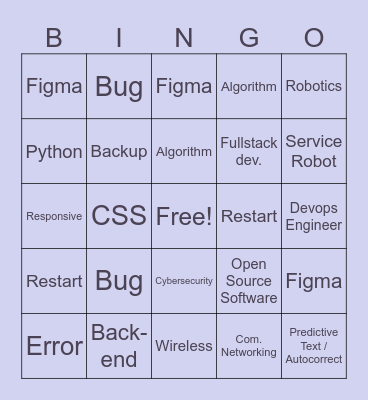 Online Tech Bingo Card