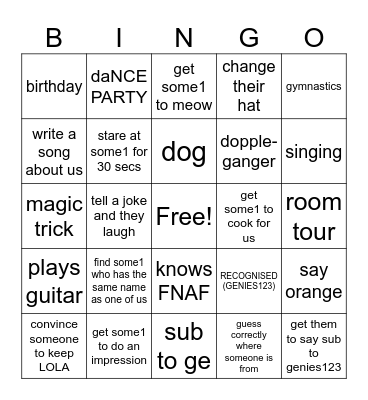 omegle bingle Bingo Card