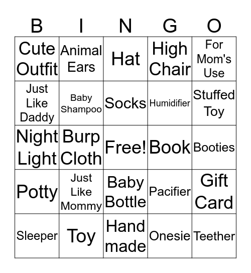 Corinna's Baby Shower Bingo! Bingo Card