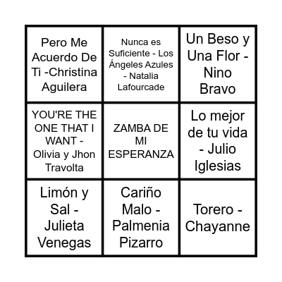 BINGO MUSICAL Bingo Card