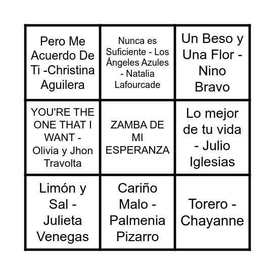 BINGO MUSICAL Bingo Card