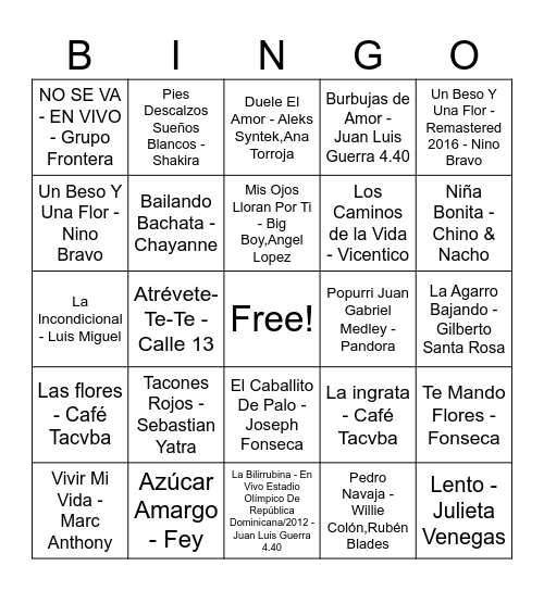 MC 40's Bingo Card