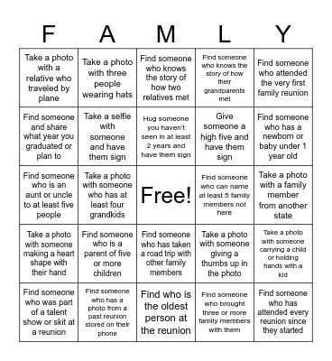 Bankhead Reunion Bingo Card