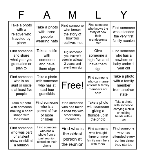 Bankhead Reunion Bingo Card