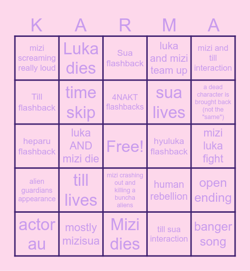 KARMA BINGO Card
