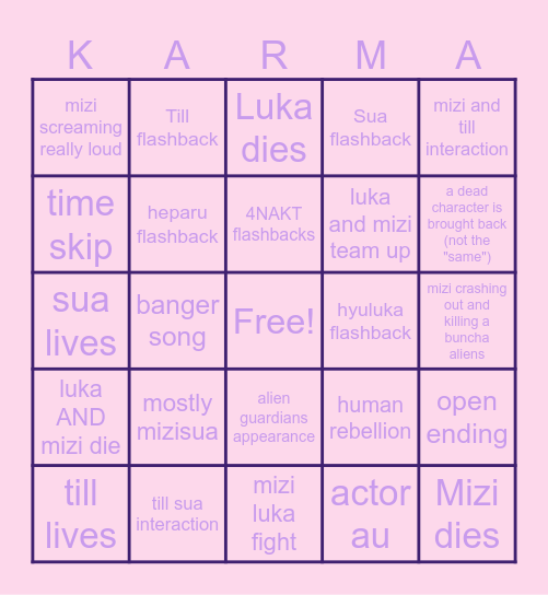 KARMA BINGO Card