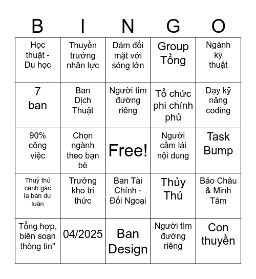 The Wayfinders Bingo Card
