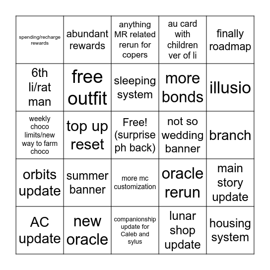 4.0 Livestream Bingo Card